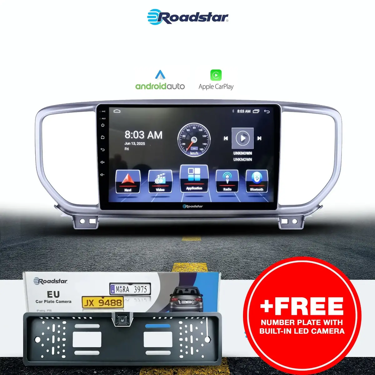 Kia Sportage (18-21) - 9 Inch Roadstar Android Multimedia Unit + Free Number Plate Camera 1