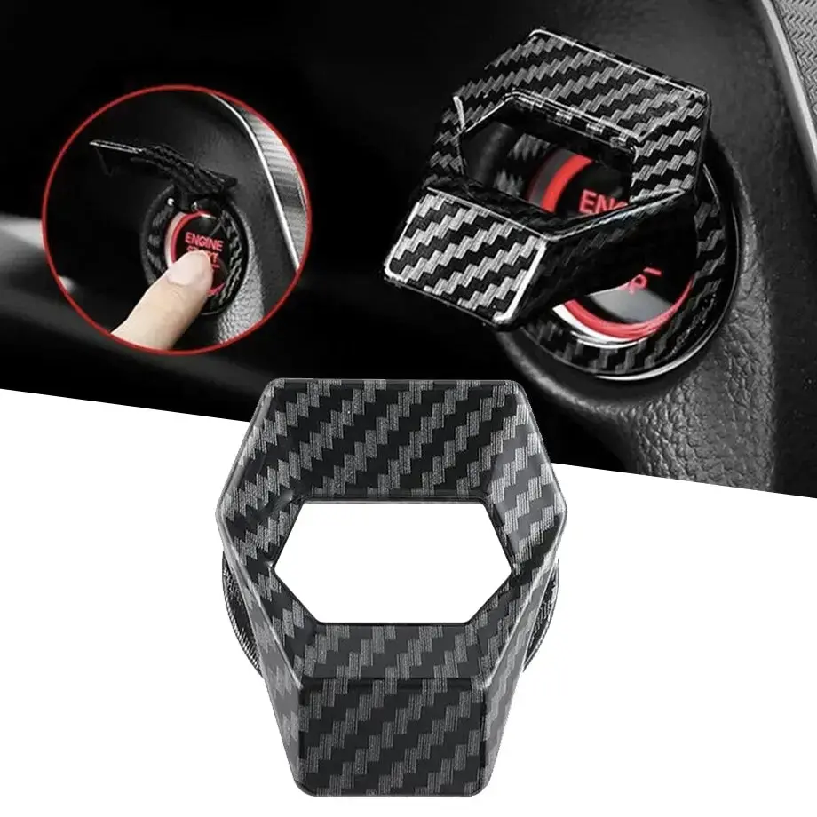 Lambo Style Carbon Look Flip Up - Push Start Button Cover 1