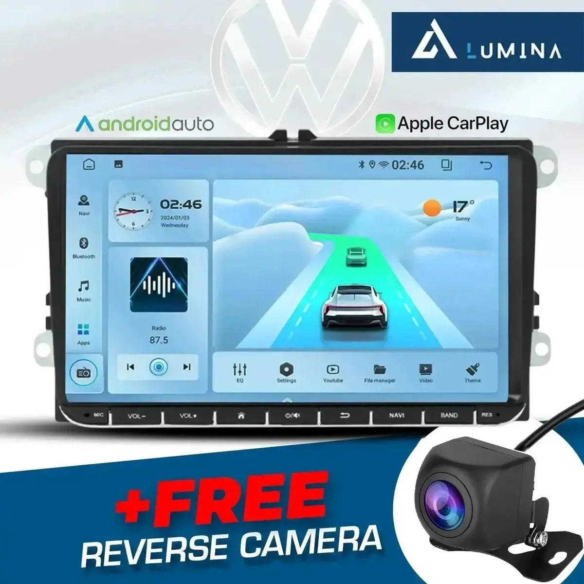 Lumina - 9 Inch Vw Android Unit With Apple Car Play & Android Auto + Free Reverse Camera 1