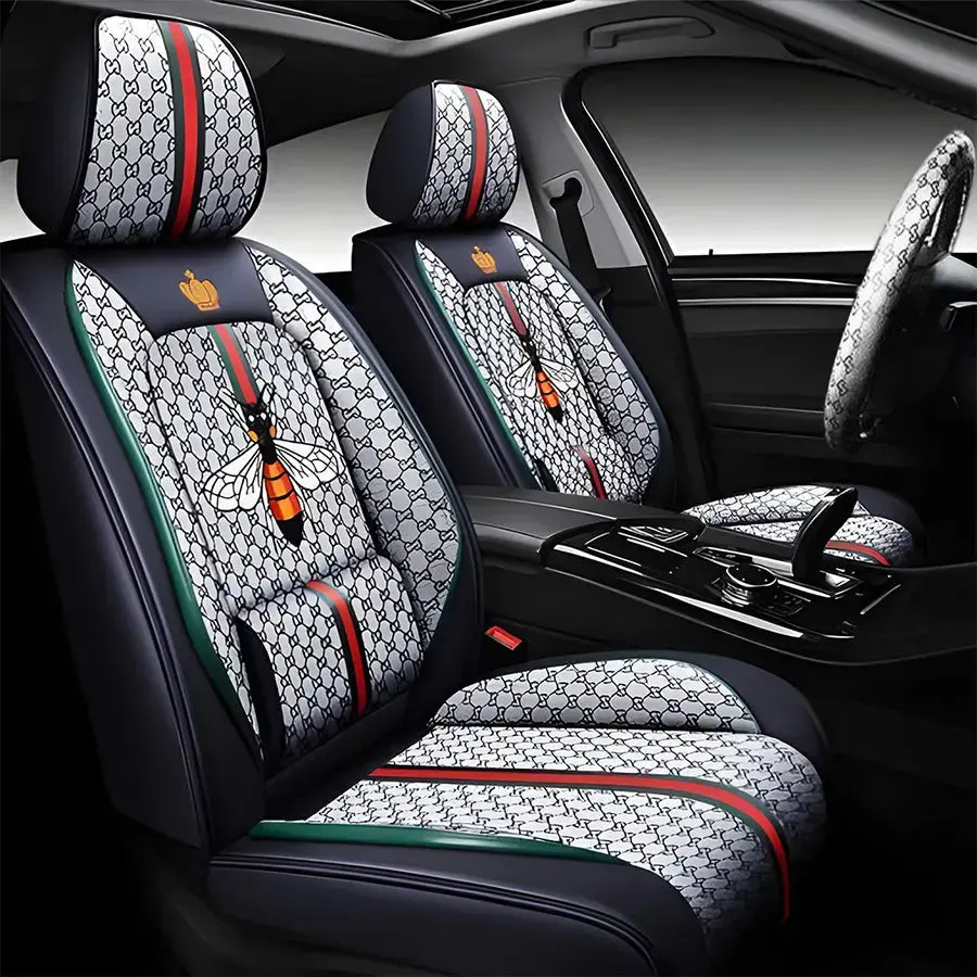 Luxury Italian Inspired Car Seat Covers With Steering Wheel Cover (12-Piece) 1