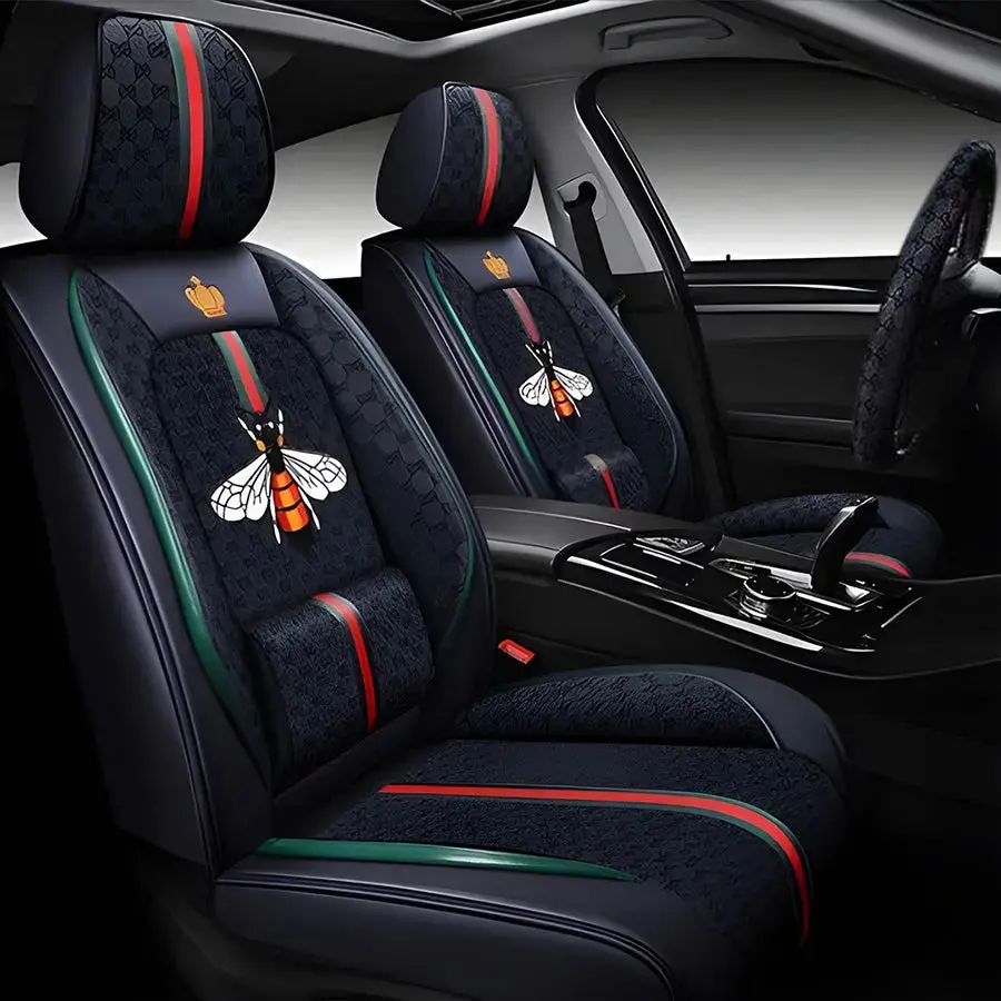 Luxury Italian Inspired Car Seat Covers With Steering Wheel Cover (12-Piece) 1