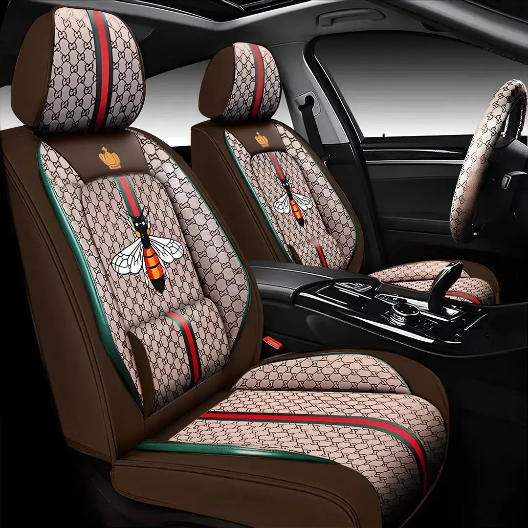 Luxury Italian Inspired Car Seat Covers With Steering Wheel Cover (12-Piece) 1