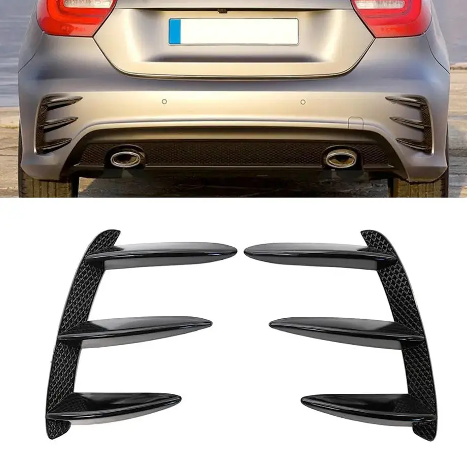 Merc W176 A-Class Aero Style Gloss Black Rear Bumper Canards 1