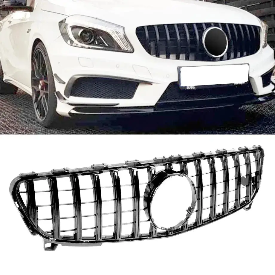 Merc W176 (16-18) Gtr Panamericana Style Gloss Black Upgrade Grille 1