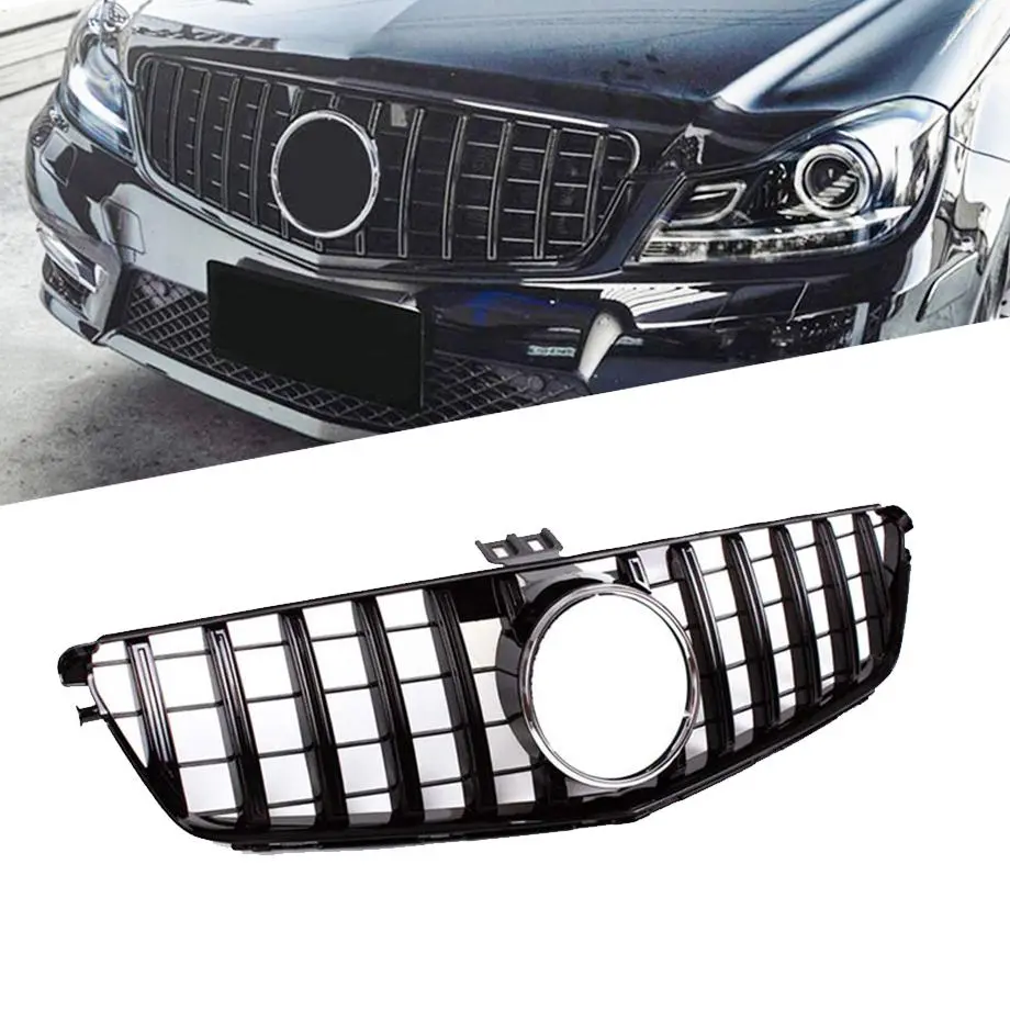 Merc W204 Gtr Panamericana Style Gloss Black Upgrade Grille (08-14) 1