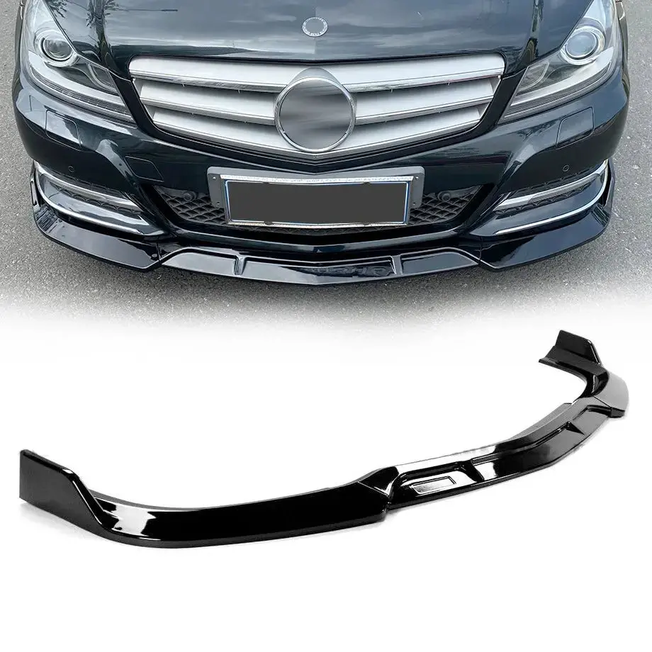 Merc W204 (09-13) Brabus Style Gloss Black Plastic Front Spoiler 1