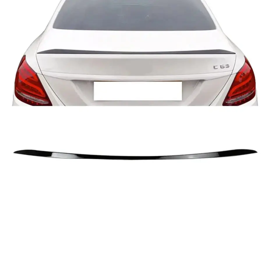 Merc W205 C63 Style Gloss Black Plastic Boot Spoiler (4-Door) 1