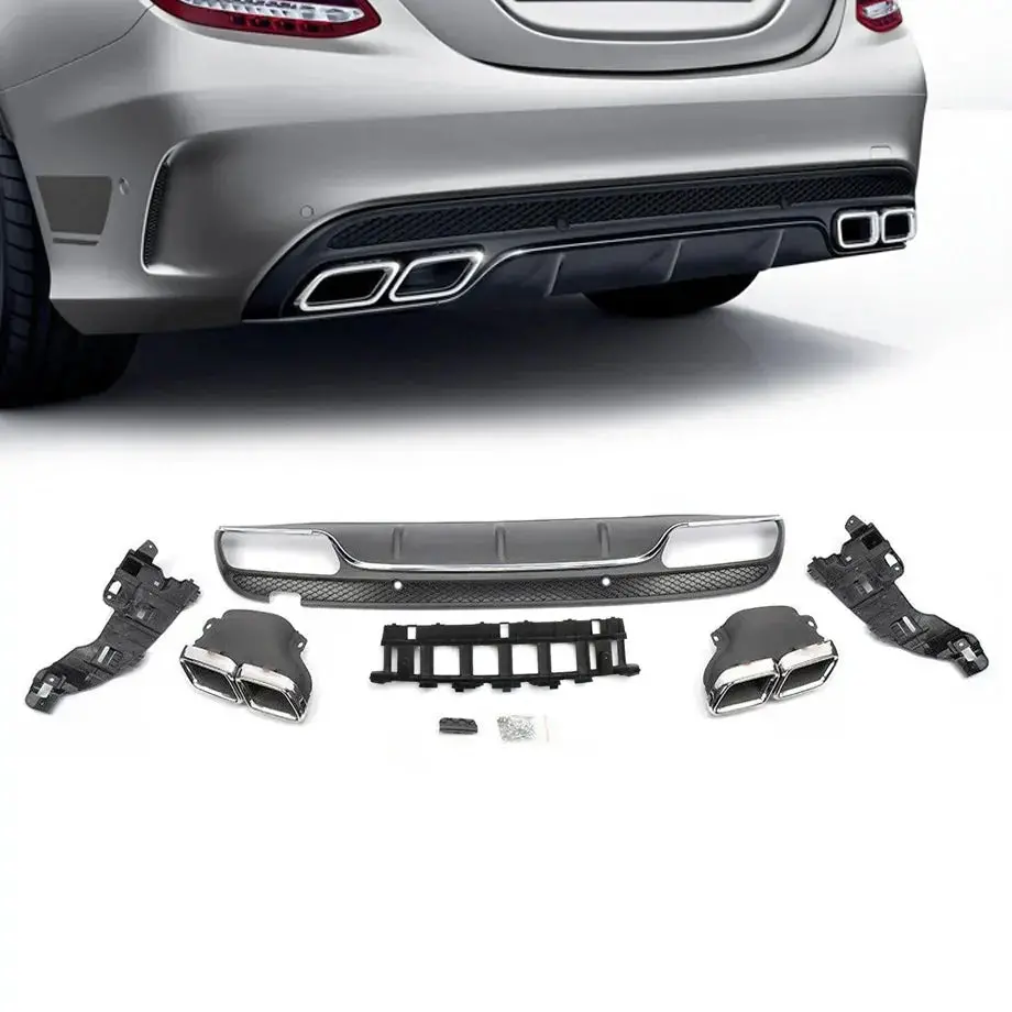 Merc W205 (15-19) C63 Style Upgrade Diffuser With Tailpipes 1