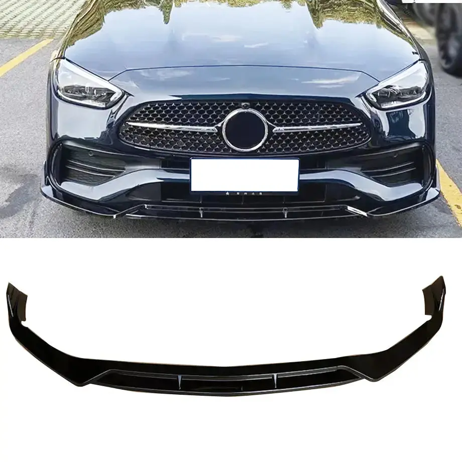 Merc W206 C-Class Brabus Style (22-On) 3 Piece Gloss Black Front Spoiler 1