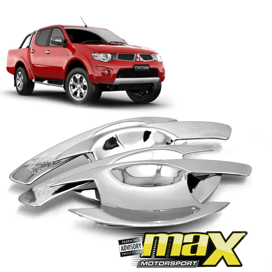 Mitsubishi Triton (06-10) Chrome Door Cup Covers With Triton Logo 1