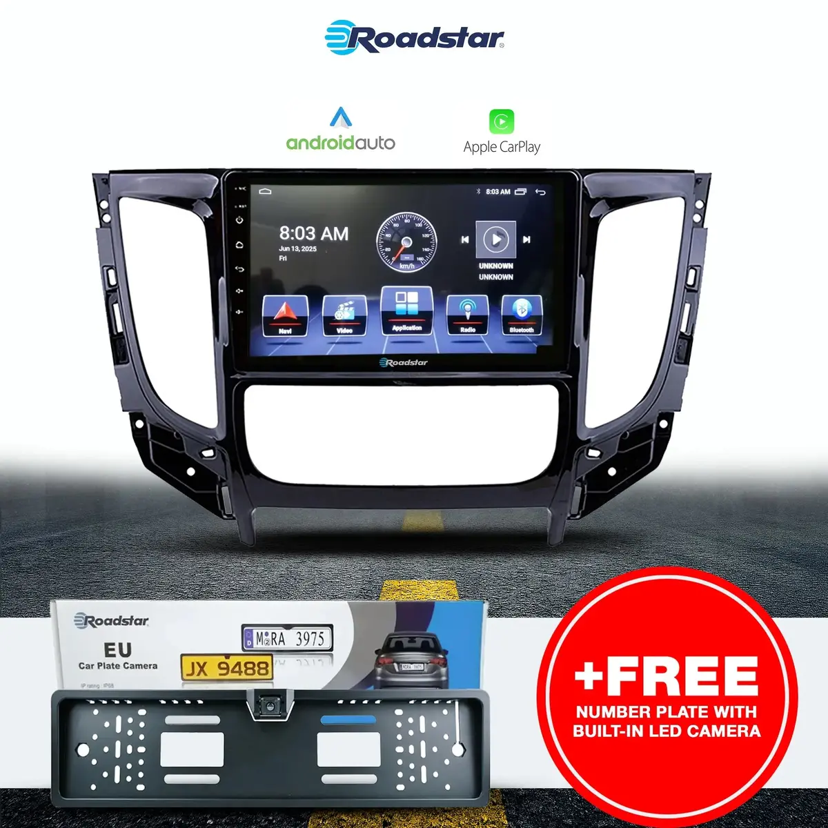 Mitsubishi Triton (15-21) - 9 Inch Roadstar Android Multimedia Unit + Free Number Plate Camera (Copy) 1
