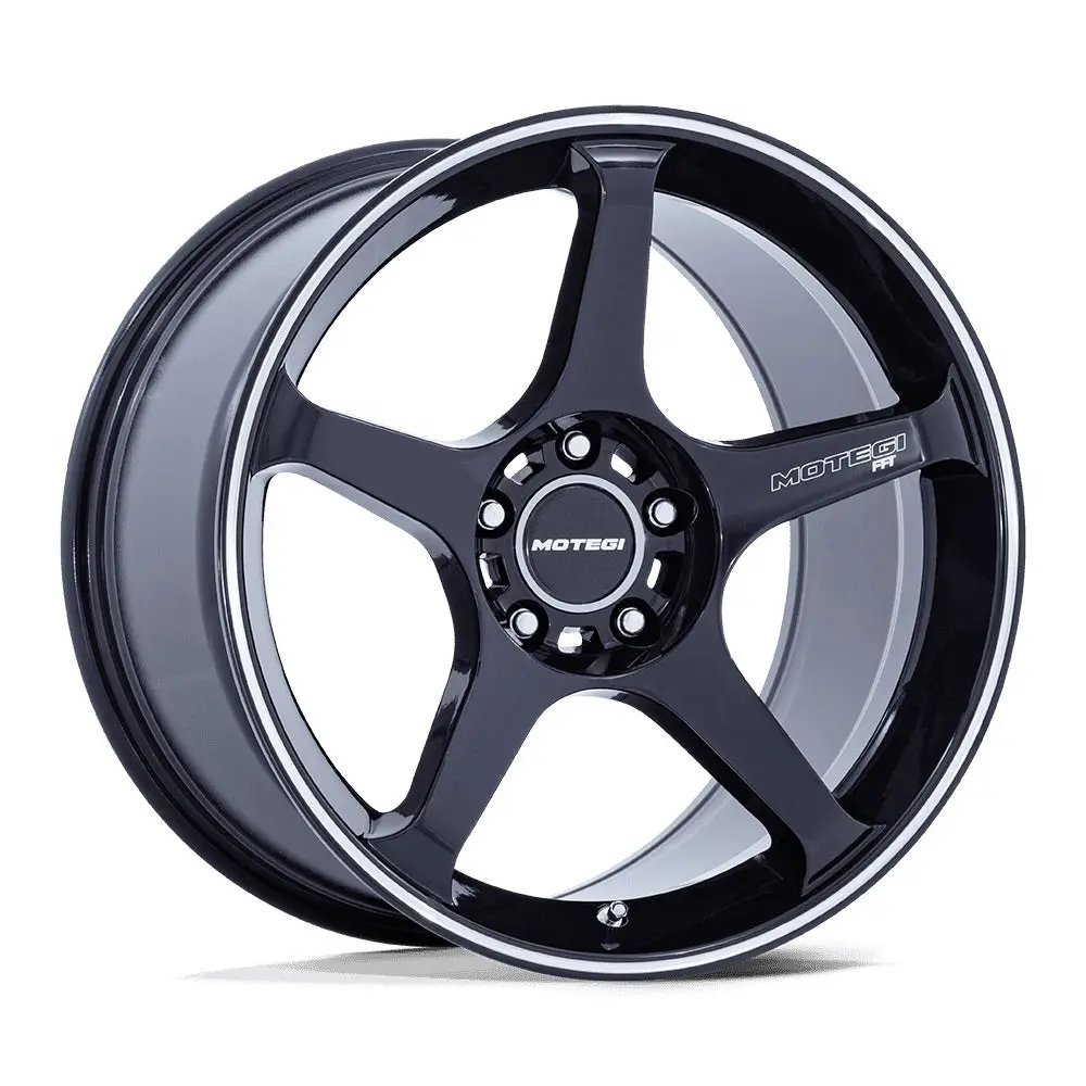 18" Motegi Racing Battle V Obsidian Blue With Machined Lip Stripe Wheel 1