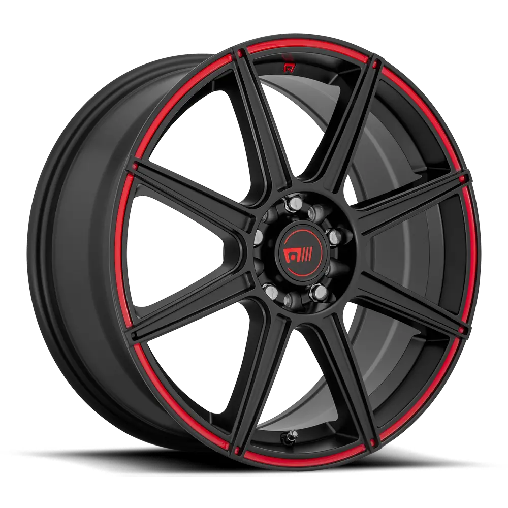 17" Motegi Racing Cs8 Satin Black W/Red Stripe Wheel 1