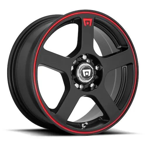 15" Motegi Racing Fs5 Matte Black W/Red Stripe Wheel 1