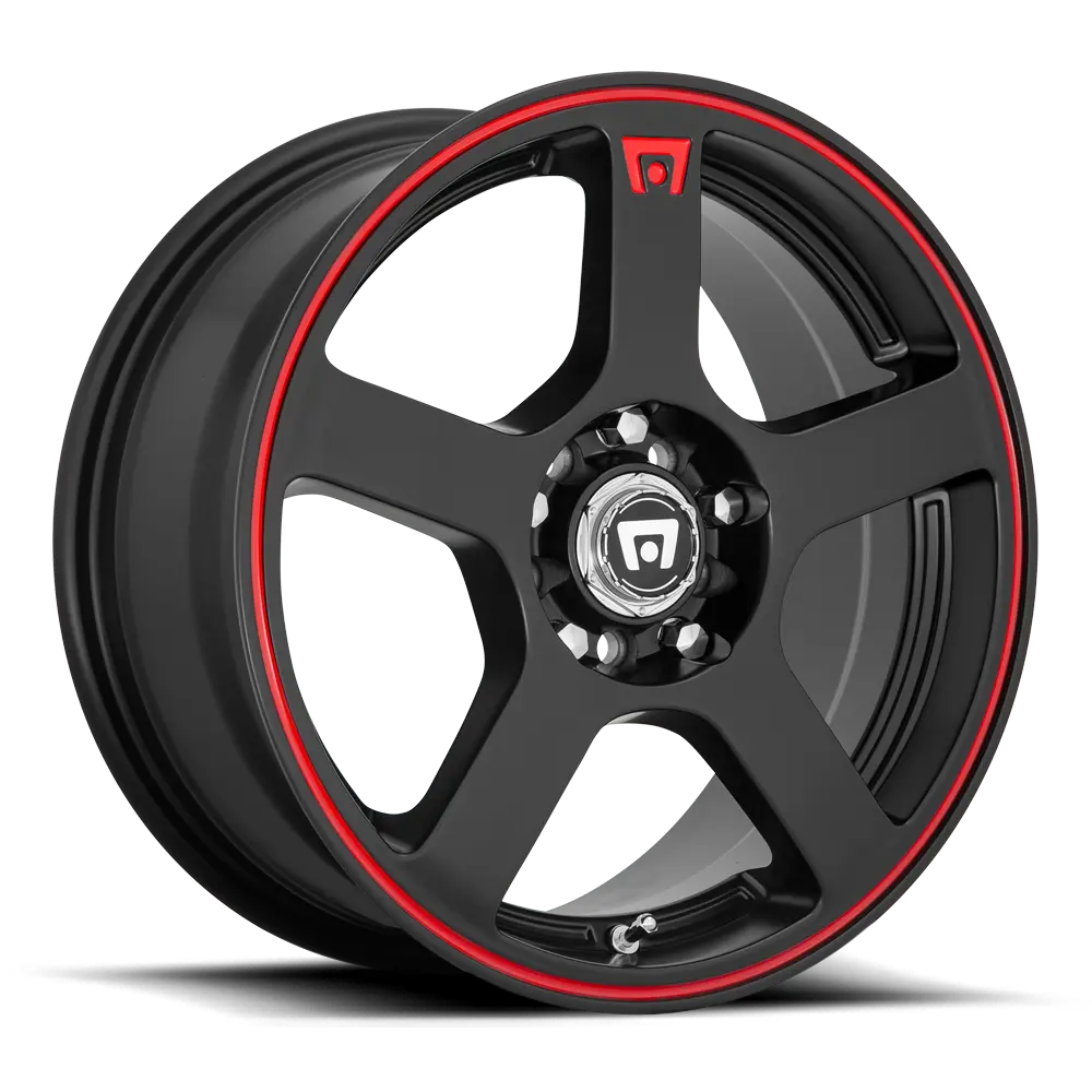 17" Motegi Racing Fs5 Matte Black W/Red Stripe Wheel 1