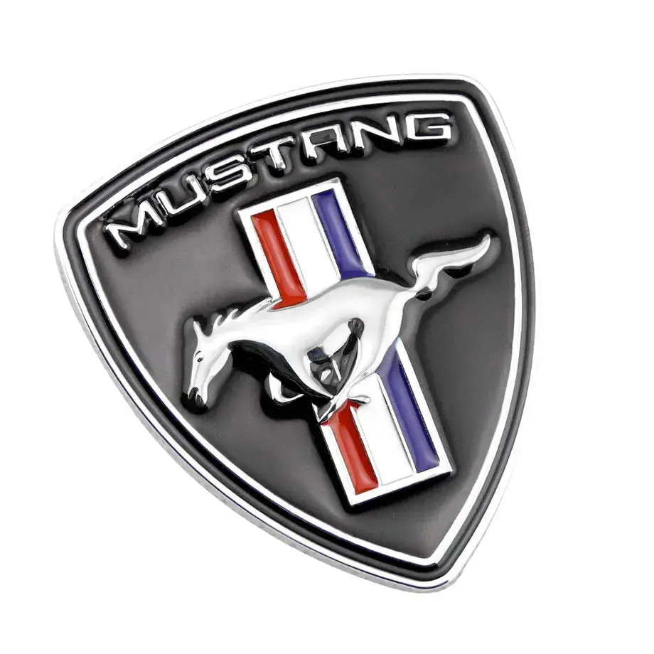Suitable To Fit - Mustang Emblem Shield Badge (Black & Chrome) 1