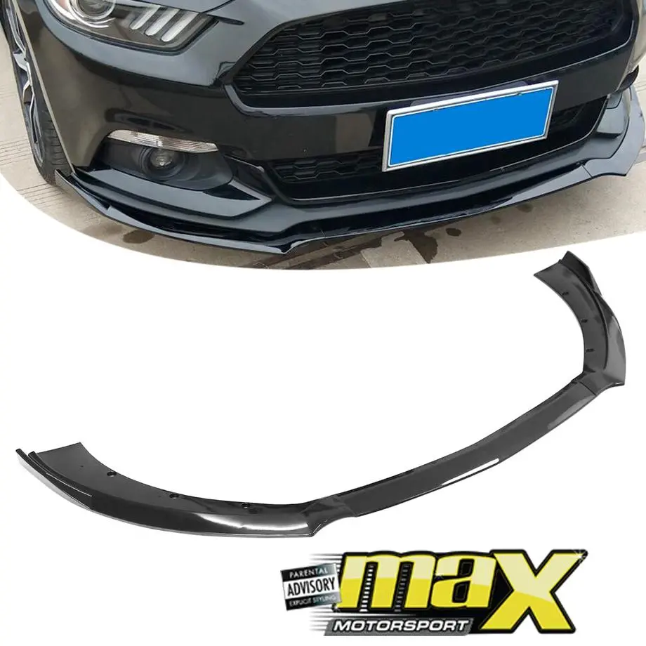 Suitable To Fit - Mustang (2016-19) Gloss Black Plastic 3-Piece Front Spoiler 1