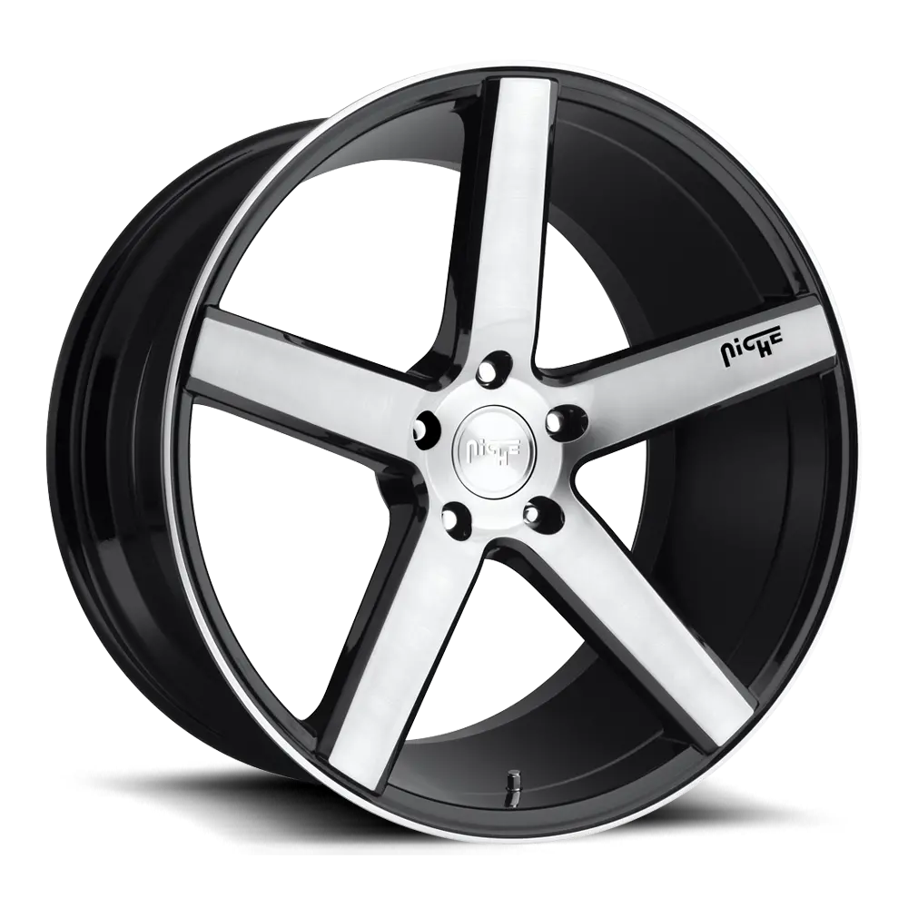 20" Niche Milan Gloss Black Brushed Wheel 1