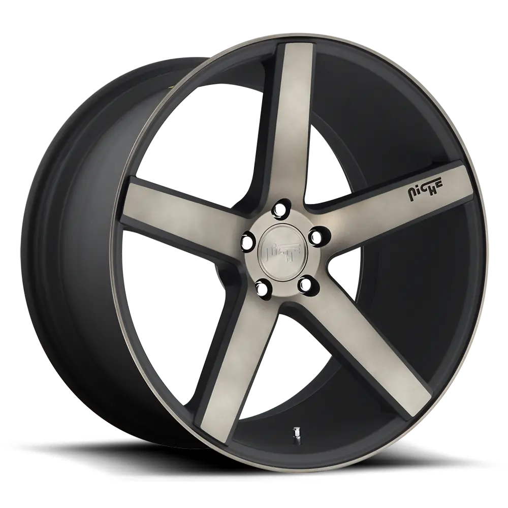 20" Niche Milan Matte Black Machined W/Double Dark Tint Wheel 1