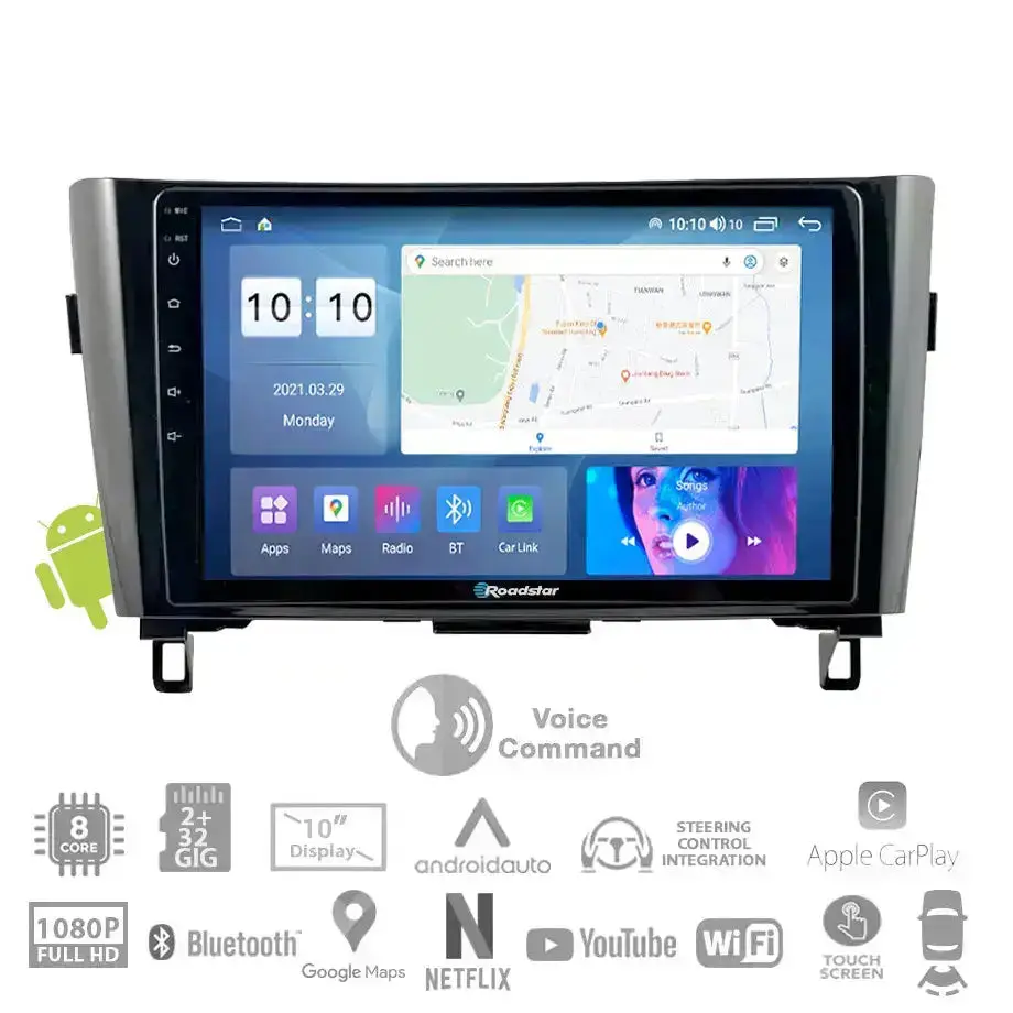 Nissan X-Trail (15-On) - 10.1 Inch Roadstar Android Entertainment & Gps System With Voice Command 1