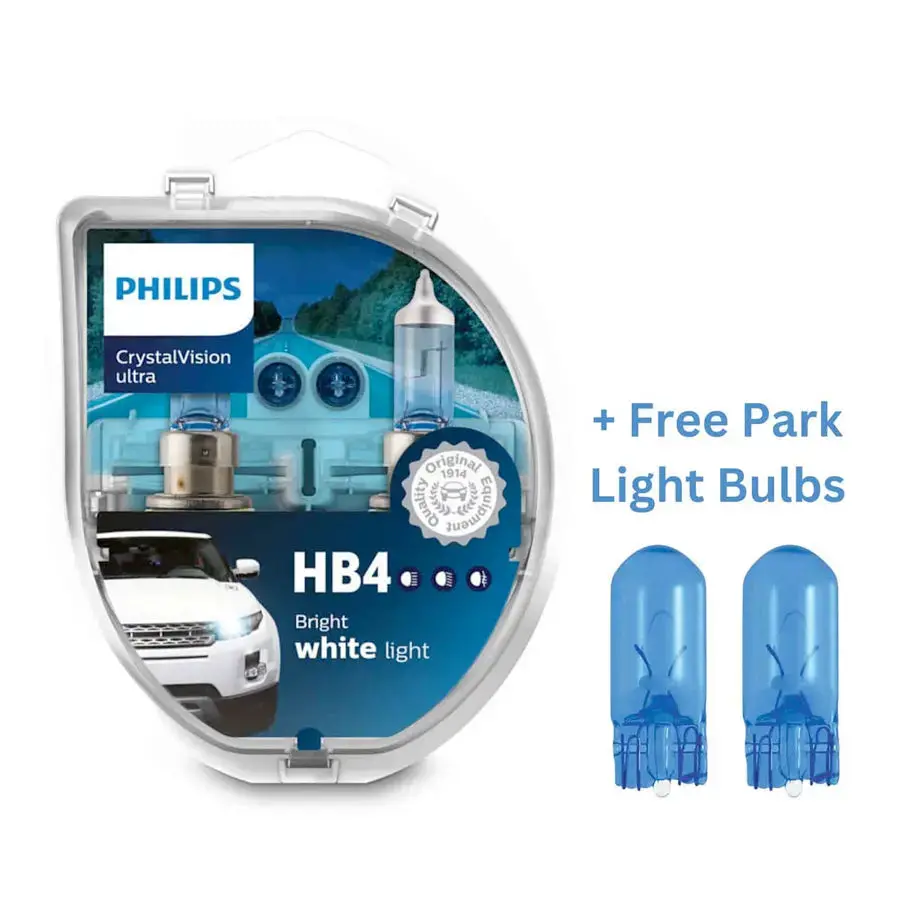 Philips Hb4 Crystal Vision Ultra 55W Bulb Set + Free Park Light 1