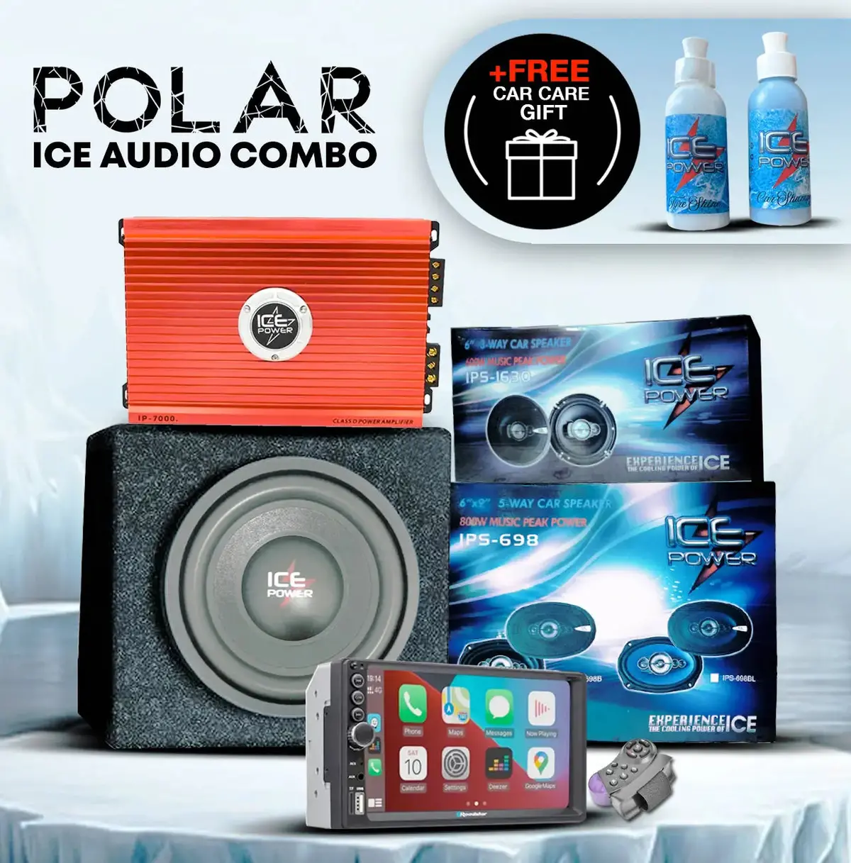 Ice Power Polar Audio Combo +Free Car Care Kit 1