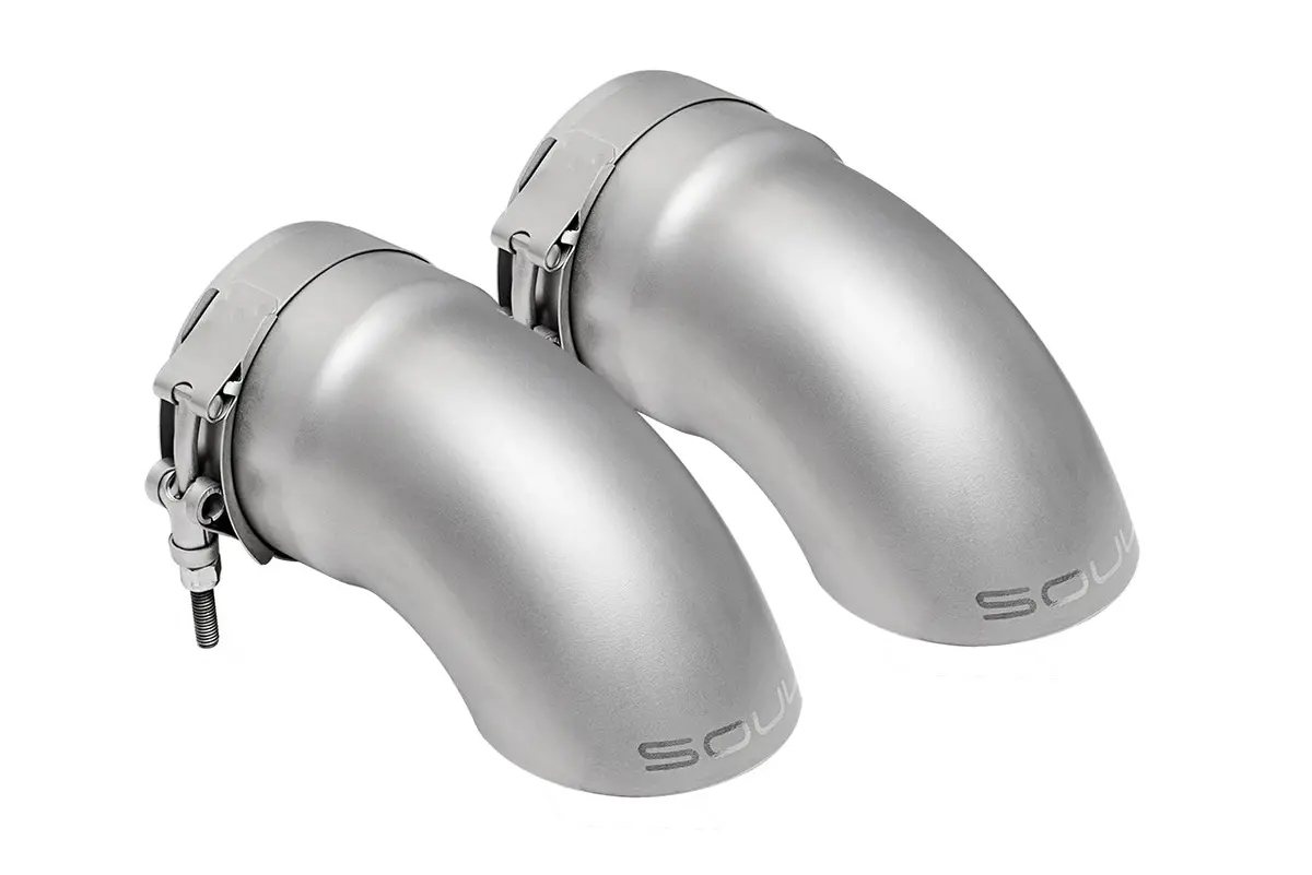 Soul 17-19 Porsche 991.2 Carrera (W/ Pse) Bolt On Exhaust Tips - 2.5In Turn Down Tips (Sig Satin) 1