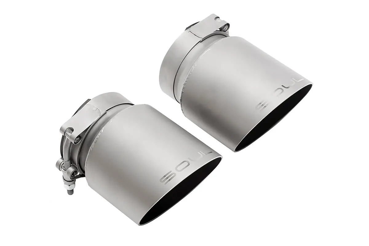 Soul 17-19 Porsche 991.2 Carrera (W/ Pse) Bolt On Exhaust Tips - 4In Slash Cut Sig Satin Tips 1