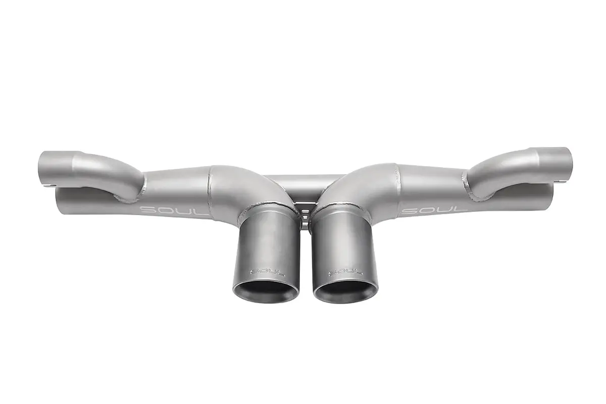 Soul 06-11 Porsche 997 / 997.2 Gt3 Center Muffler Bypass Exhaust - 3.5In Slash Cut Sig Satin Tips 1