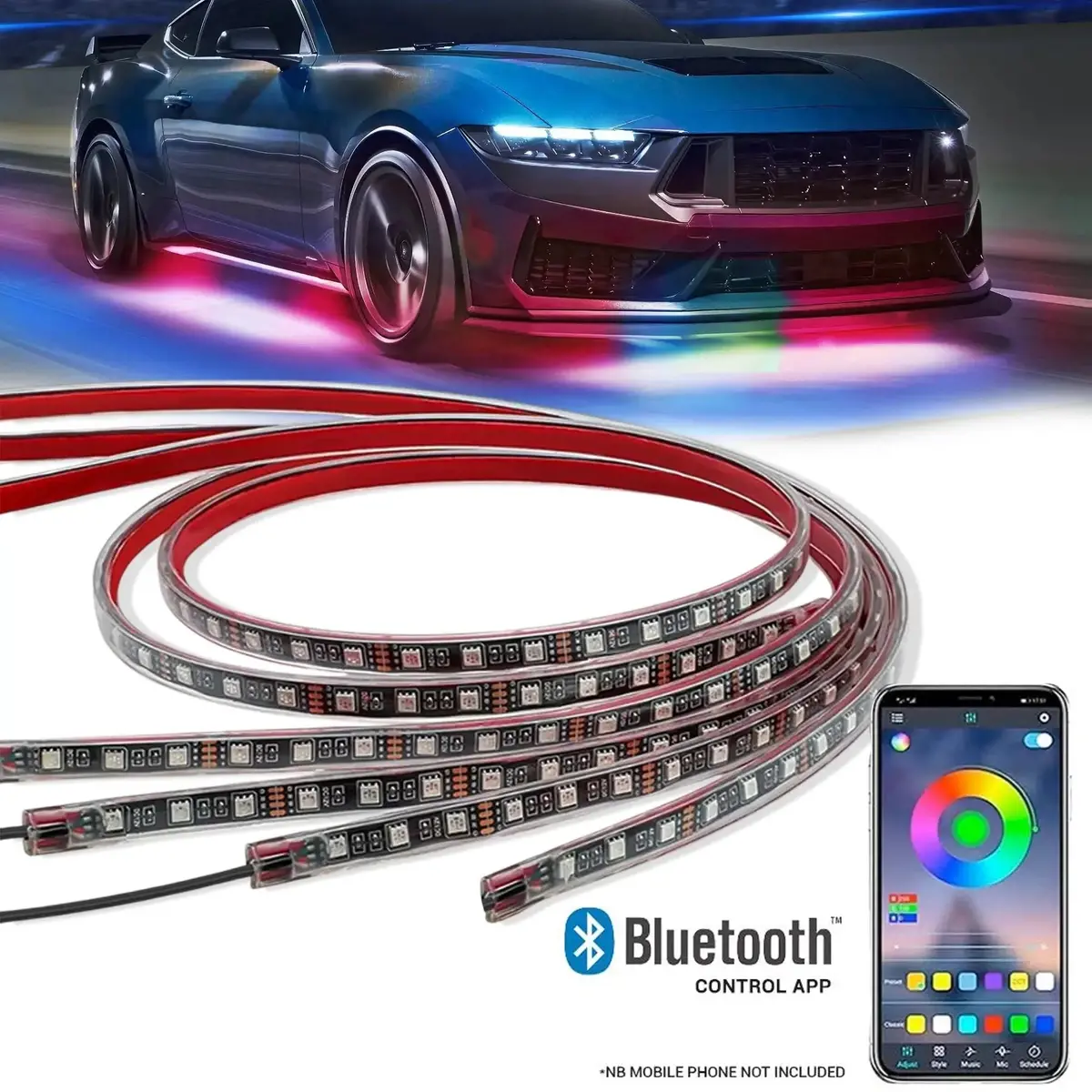 App Controlled Rgb Led Under Car Light Kit 1