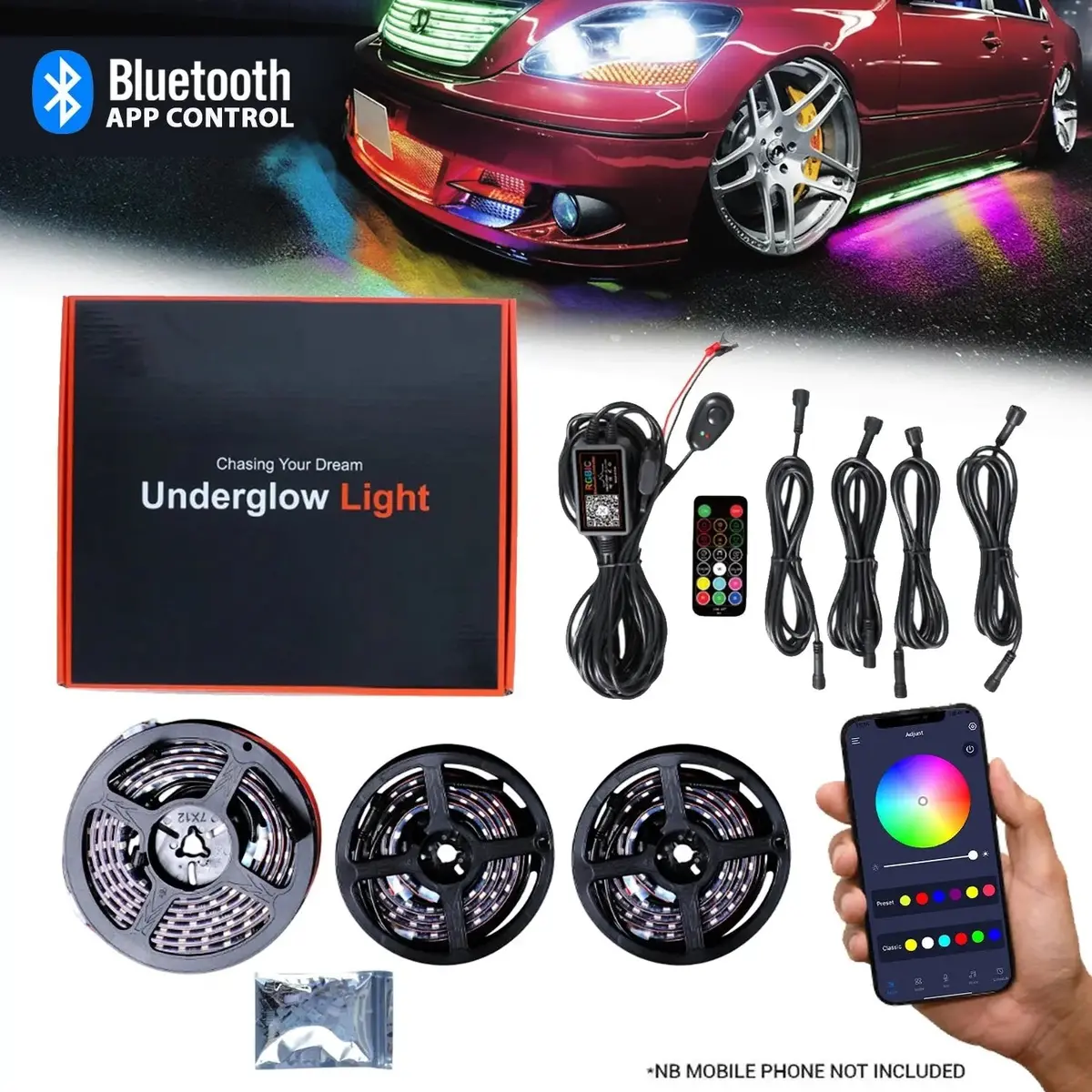 Proglow App Controlled Rgb Neon Under Car Light Kit 1
