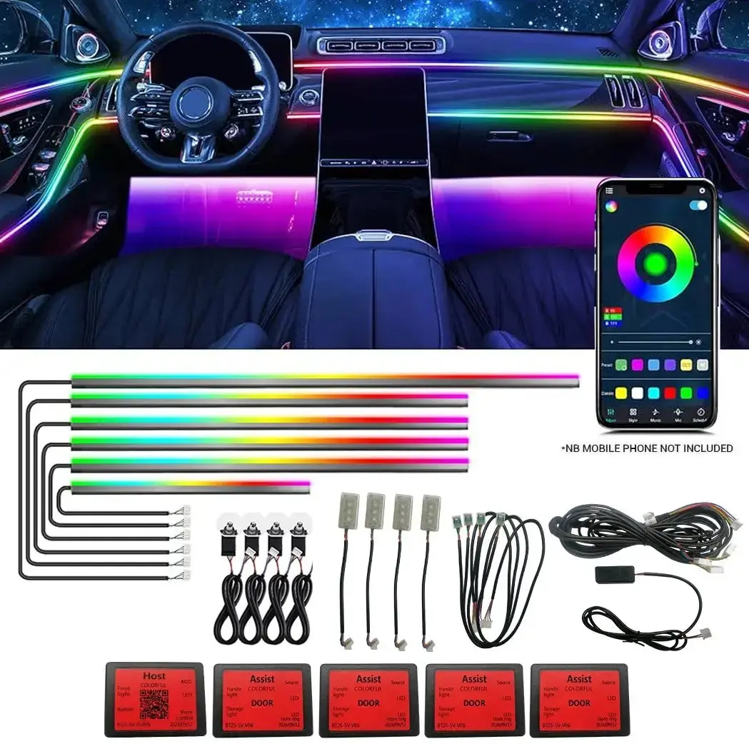 Universal Car Interior Rgb Ambient Lighting Kit - App Controlled 1