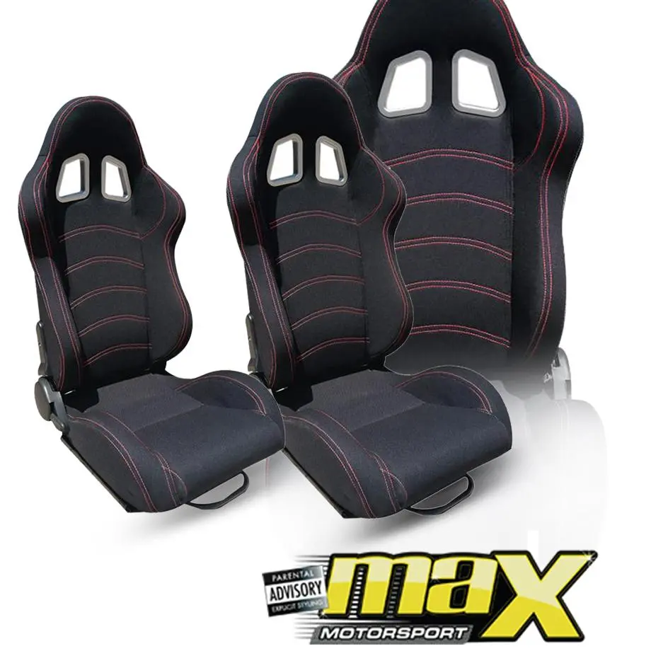 Reclinable Racing Seats Black Cloth (Pair) 1