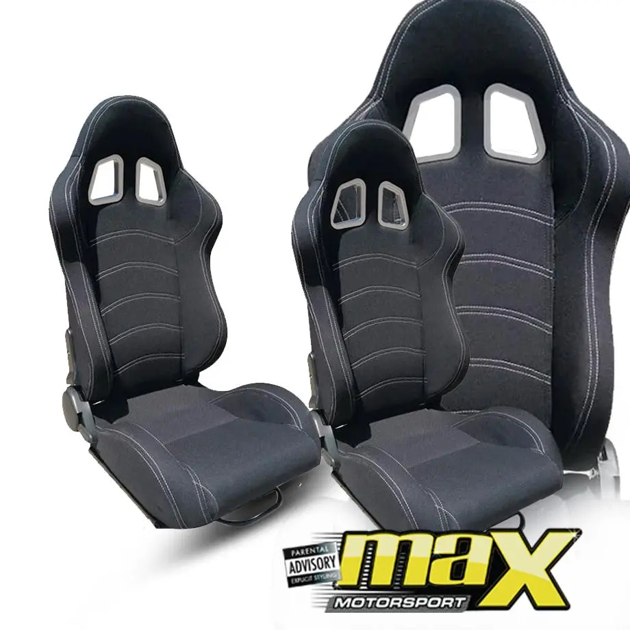 Reclinable Racing Seats Black Cloth (Pair) 1