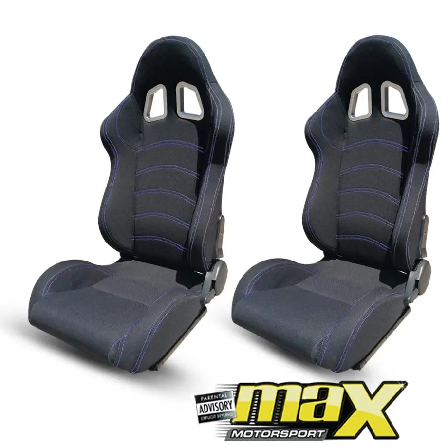 Reclinable Racing Seats Black Cloth (Pair) 1