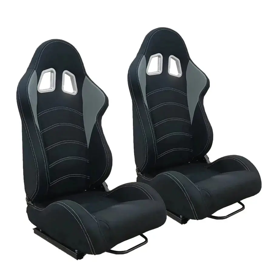 Reclinable Wingback Racing Seats Black Cloth (Pair) 1