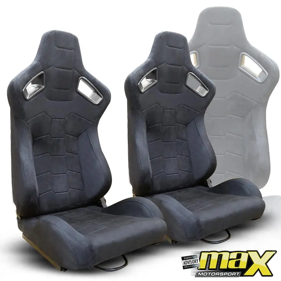 Reclinable Racing Seats - Black Suede (Pair) 1