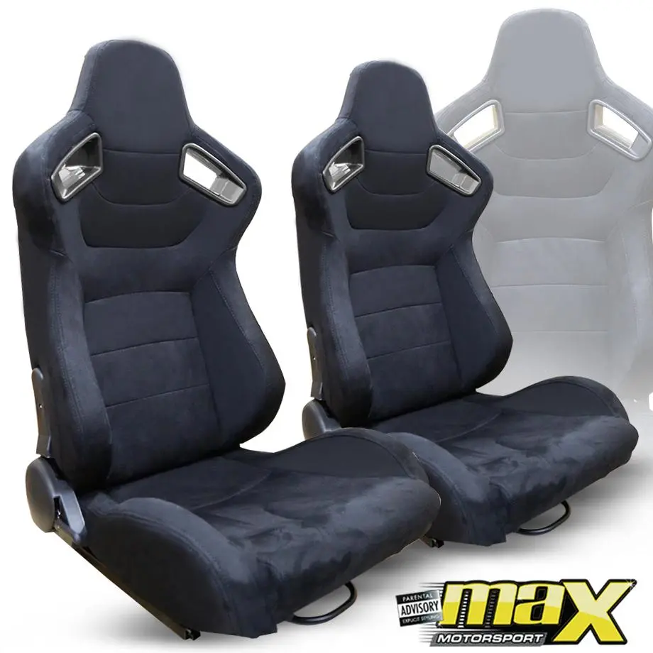 Reclinable Racing Seats - Black Suede (Pair) 1