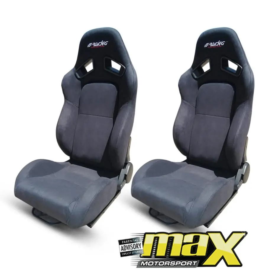 Reclinable Racing Seats Black Suede (Pair) 1