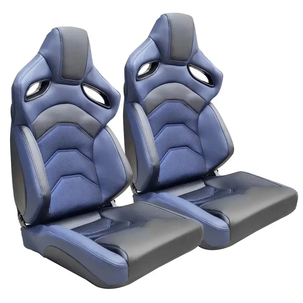 Premium Quality Reclinable Wingback Race Seats Pvc + Cloth (Pair) 1
