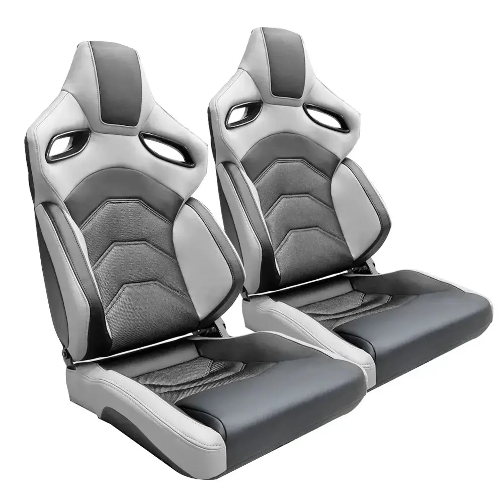 Premium Quality Reclinable Wingback Race Seats Pvc + Cloth (Pair) 1