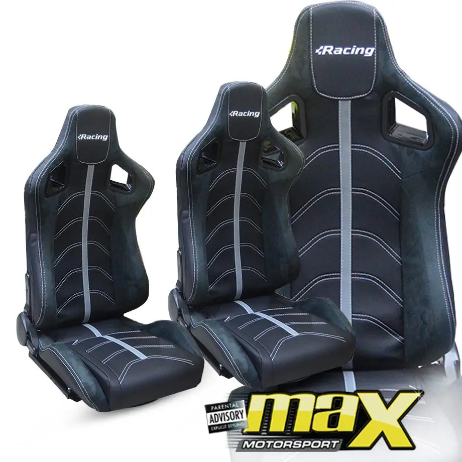 Reclinable Racing Seats - Racing Logo - Pvc + Suede (Pair) 1