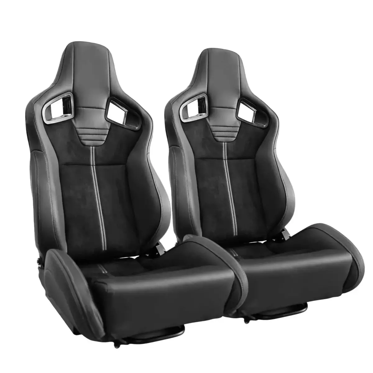Reclinable Wingback Racing Seats Pvc + Suede (Pair) 1