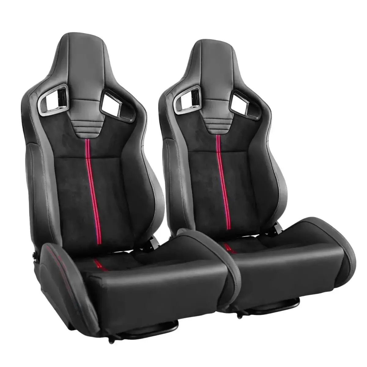 Reclinable Wingback Racing Seats Pvc + Suede (Pair) 1