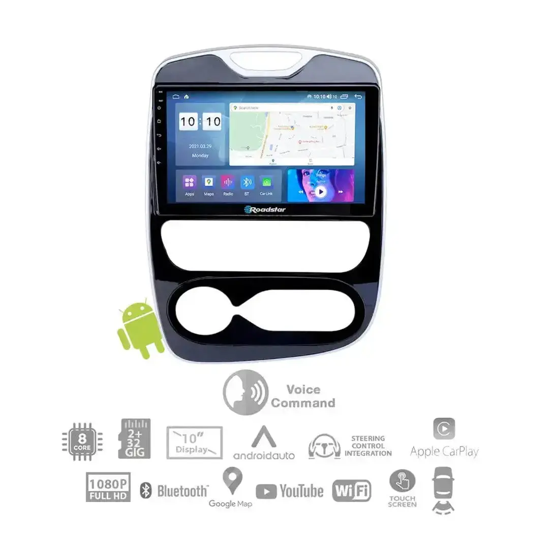 Renault Clio (17-20) A/C - 10.1 Inch Roadstar Android Entertainment & Gps System With Voice Command 1