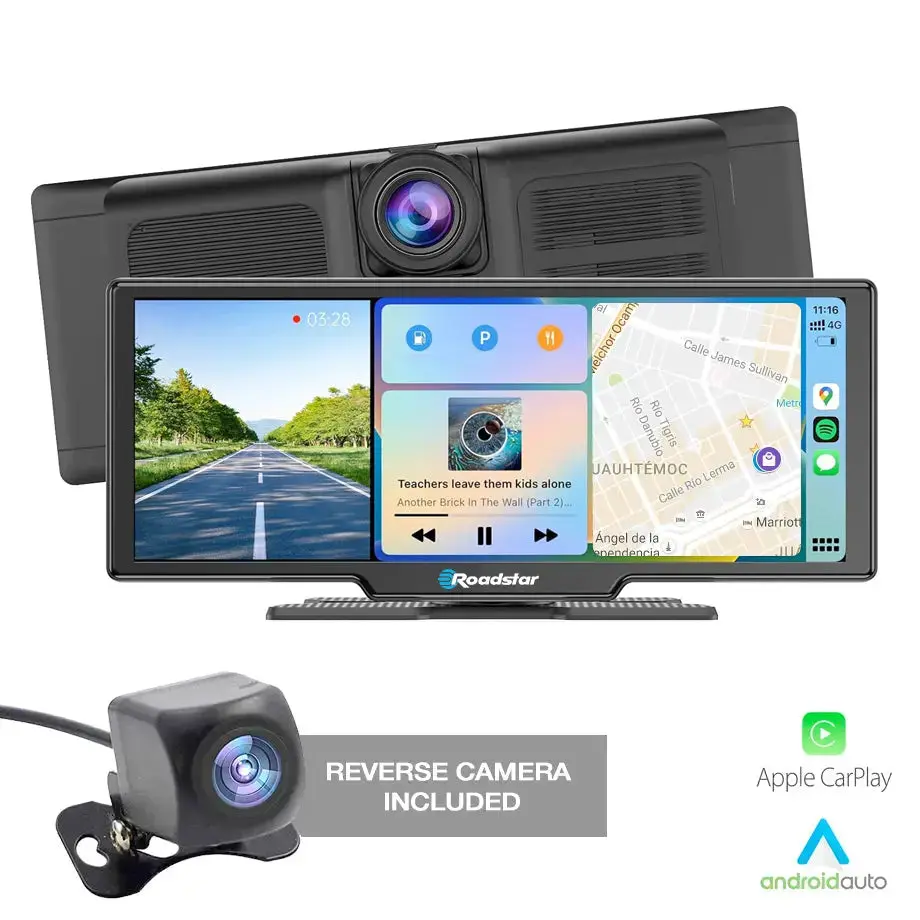 Roadstar - 10.26 Inch 2-Way Dvr Camera Screen With Apple Carplay & Android Auto 1