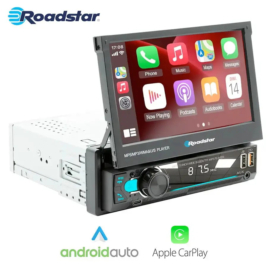 Roadstar - 7 Inch Multimedia Manual In-Dash System With Apple Carplay & Android Auto 1