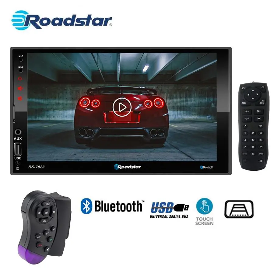 7 Inch Roadstar Mp5 Bluetooth Double Din With Steering Wheel Control Remote 1