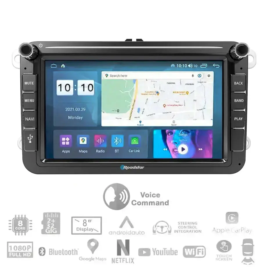 Roadstar - 8 Inch Vw Android Multimedia Unit With Voice Command 1