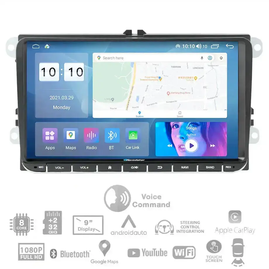 Roadstar - 9 Inch Vw Android Multimedia Unit With Voice Command 1